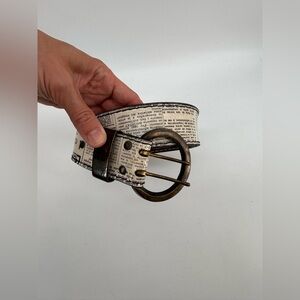 Vintage Devonshire Men’s Leather Newsprint Y2k Belt Sz 36